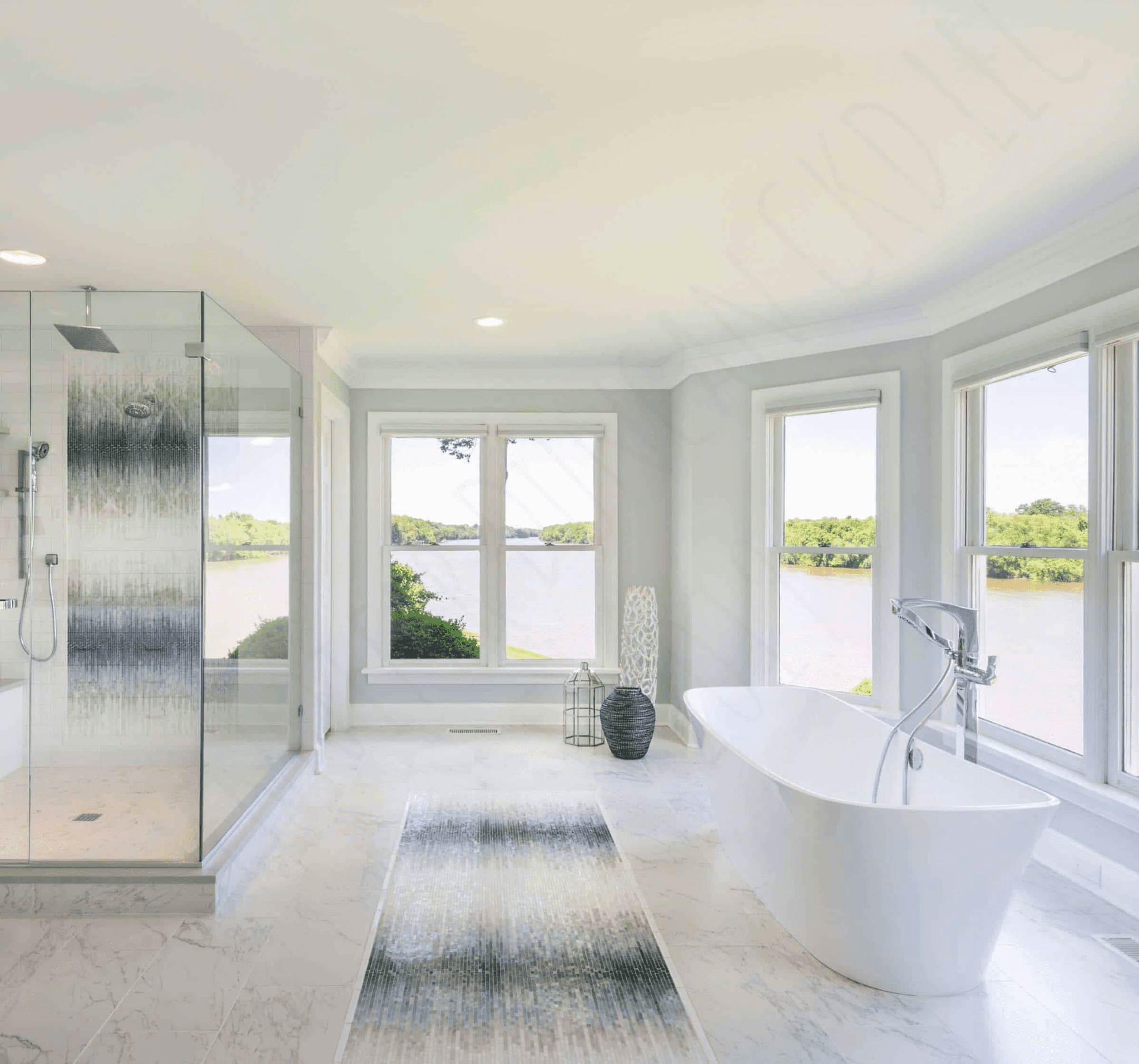 luxurious bathroom on the lake in virginia